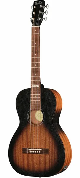 Godin Mahog. Parlor Black Burst A/E vooraanzicht